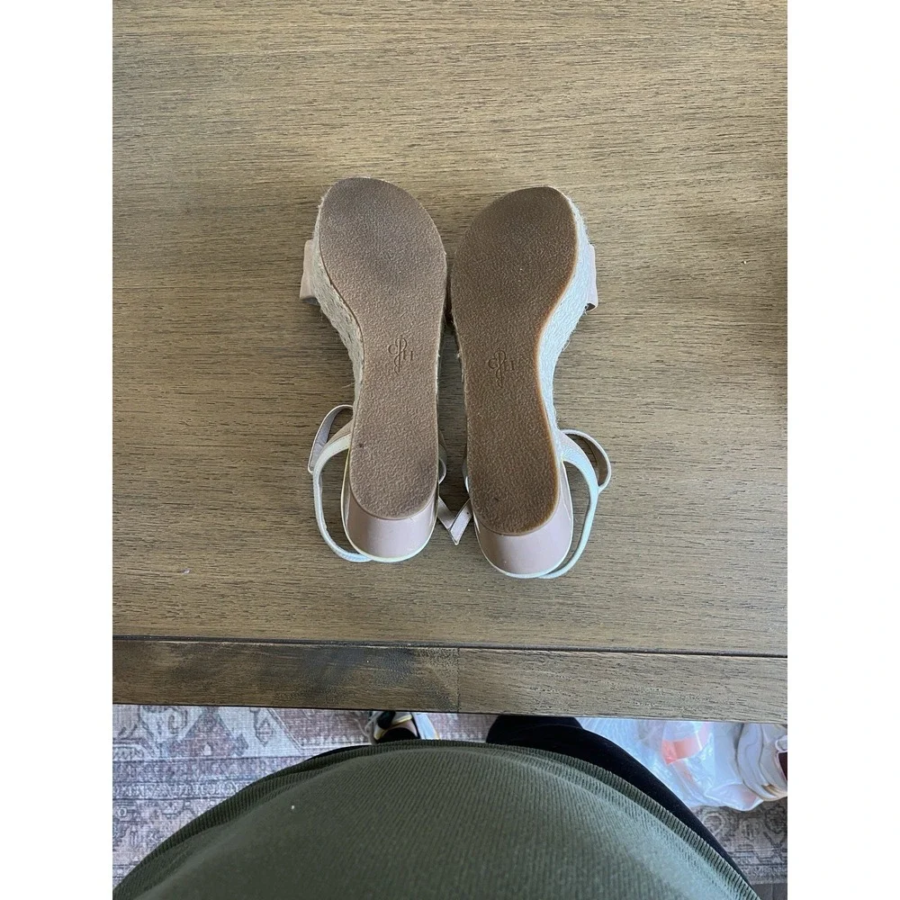 Cole Haan Arden Platform Wedge Sandals Beige Leather Espadrille 8.5